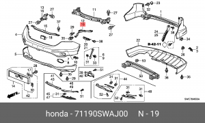 Кронштейн крепления бампера 71190SWAJ00 HONDA