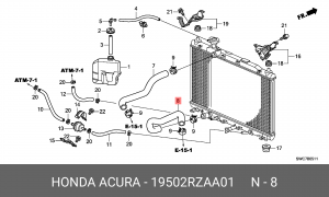 Патрубок системы охлаждения ДВС 19502RZAA01 HONDA