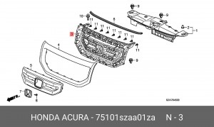 Решетка радиатора 75101SZAA01ZA HONDA