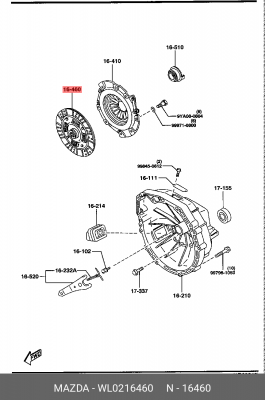 Диск сцепления WL0216460 MAZDA