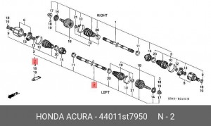 Шарнирный комплект, приводной вал 44011ST7950 HONDA
