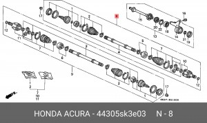 Шарнирный комплект, приводной вал 44305SK3E03 HONDA