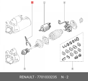 рычаг включения, стартер 7701033235 RENAULT