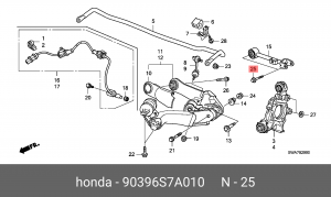 Болт подвески 90396S7A010 HONDA
