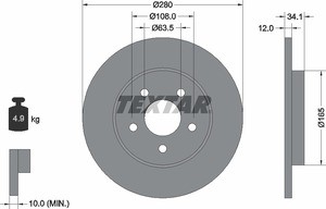 Тормозной диск 92109700 TEXTAR