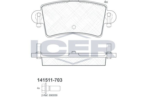 Комплект тормозных колодок, диско 141511-703 ICER