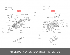 Головка блока цилиндров 2210042523 HYUNDAI KIA