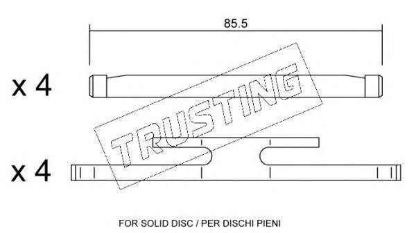 Комплектующие, колодки дискового тормоза KIT005 TRUSTING
