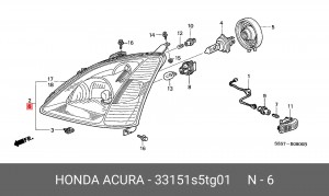 Основная фара 33151S5TG01 HONDA