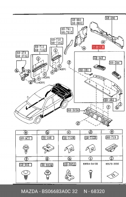 Полка съемная багажника BS06683A0C32 MAZDA