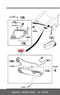 Фонарь указателя поворота B03E51350A MAZDA