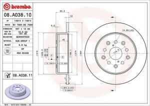 Тормозной диск 08.A038.10 BREMBO