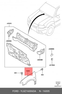 Крыло переднее YL8Z-16006-DA FORD