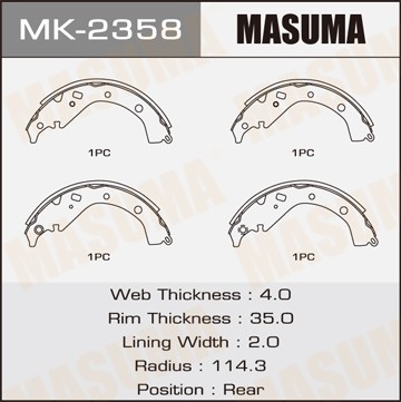 Колодки тормозные барабанные MK2358 MASUMA