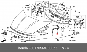 Петля - шарнир открывания капота 60170SMGE00ZZ HONDA