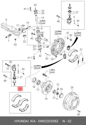 Колодки тормозные барабанные 0W0233338Z HYUNDAI KIA