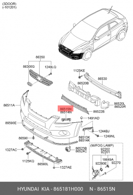 Кронштейн крепления бампера 865181H000 HYUNDAI KIA