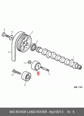 Натяжной ролик, ремень ГРМ LHP10013 MG ROVER LAND ROVER