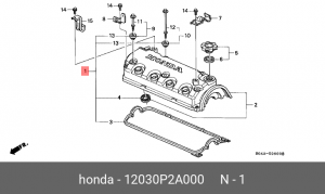 Прокладка, крышка головки цилиндра 12030P2A000 HONDA