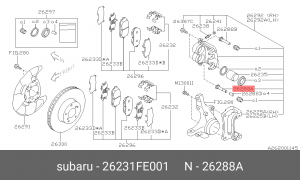 Втулка направляющая тормозного суппорта 26231FE001 SUBARU