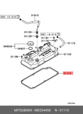 Прокладка, крышка головки цилиндра MD334458 MITSUBISHI