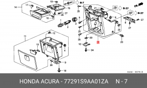 Накладка центральной консоли 77291S9AA01ZA HONDA