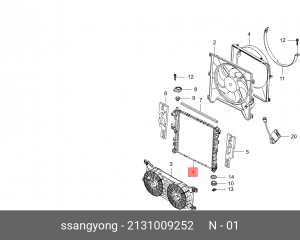 Радиатор охлаждения ДВС 2131009252 SSANG YONG