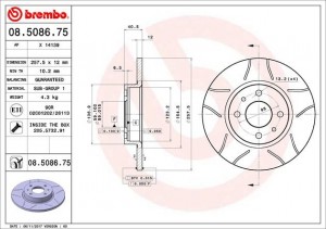 Тормозной диск 08.5086.75 BREMBO