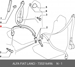Ремень безопасности 735316496 ALFA FIAT LANCIA
