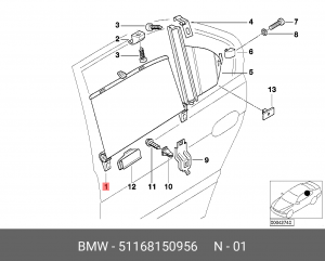 Шторка солнцезащитная (ремкомплект) 51 16 8 150 956 BMW
