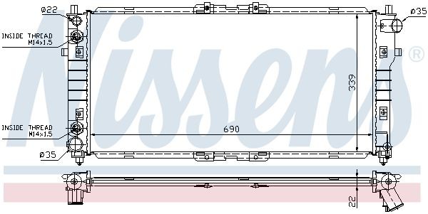 Радиатор, охлаждение двигател 62056A NISSENS