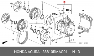 Компрессор, кондиционер 38810RMAG01 HONDA