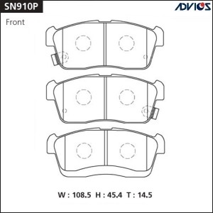 Колодки тормозные дисковые SN910P ADVICS