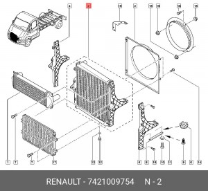Радиатор, охлаждение двигател 7421009754 RENAULT