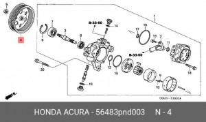 Шкив насоса гидроусилителя руля 56483PND003 HONDA