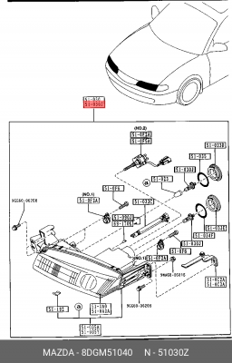 Фара головного света 8DGM51040 MAZDA