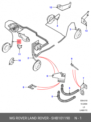 Тормозной шланг SHB101190 MG ROVER LAND ROVER
