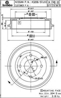 Тормозной барабан 14.7740.10 BREMBO