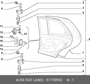 Дверь передняя 51759953 ALFA FIAT LANCIA