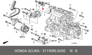 Ролик ремня приводного 31190RL5A00 HONDA