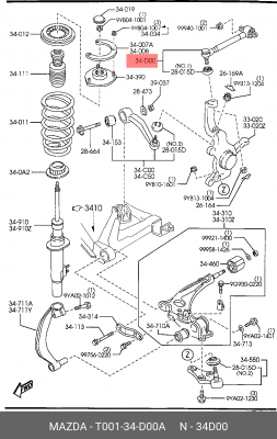 Рычаг подвески T001-34-D00A MAZDA