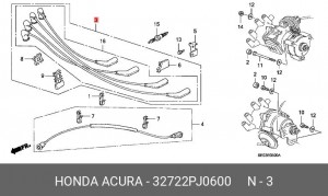 Провода высоковольтные системы зажигания (комплект) 32722PJ0600 HONDA