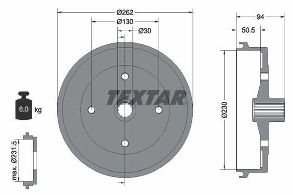 Тормозной барабан 94004700 TEXTAR