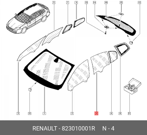 Стекло двери 823010001R RENAULT
