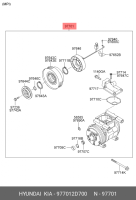 Компрессор, кондиционер 977012D700 HYUNDAI KIA