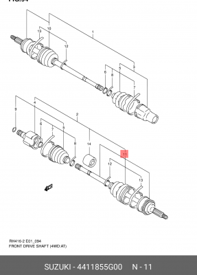 Комплект пылника, приводной вал 44118-55G00 SUZUKI