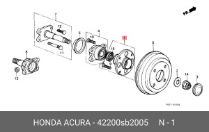Комплект подшипника ступицы колеса 42200SB2005 HONDA