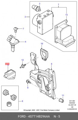 Датчик, продольное / поперечное ускорение 4S7T14B296AA FORD