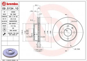 Тормозной диск 09513410 BREMBO