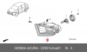 Фара противотуманная 33901S3VA01 HONDA